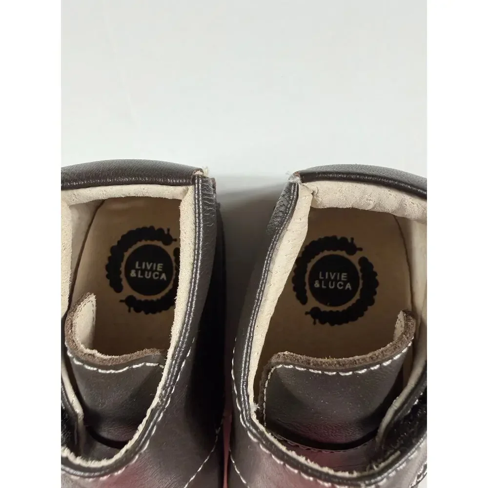 Livie & Luca Benny Brown Leather Soft Sole Baby Booties Size 6-12 Months